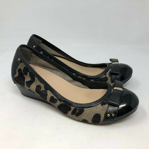 Cole haan black patent cap toe cow hair leopard 8B